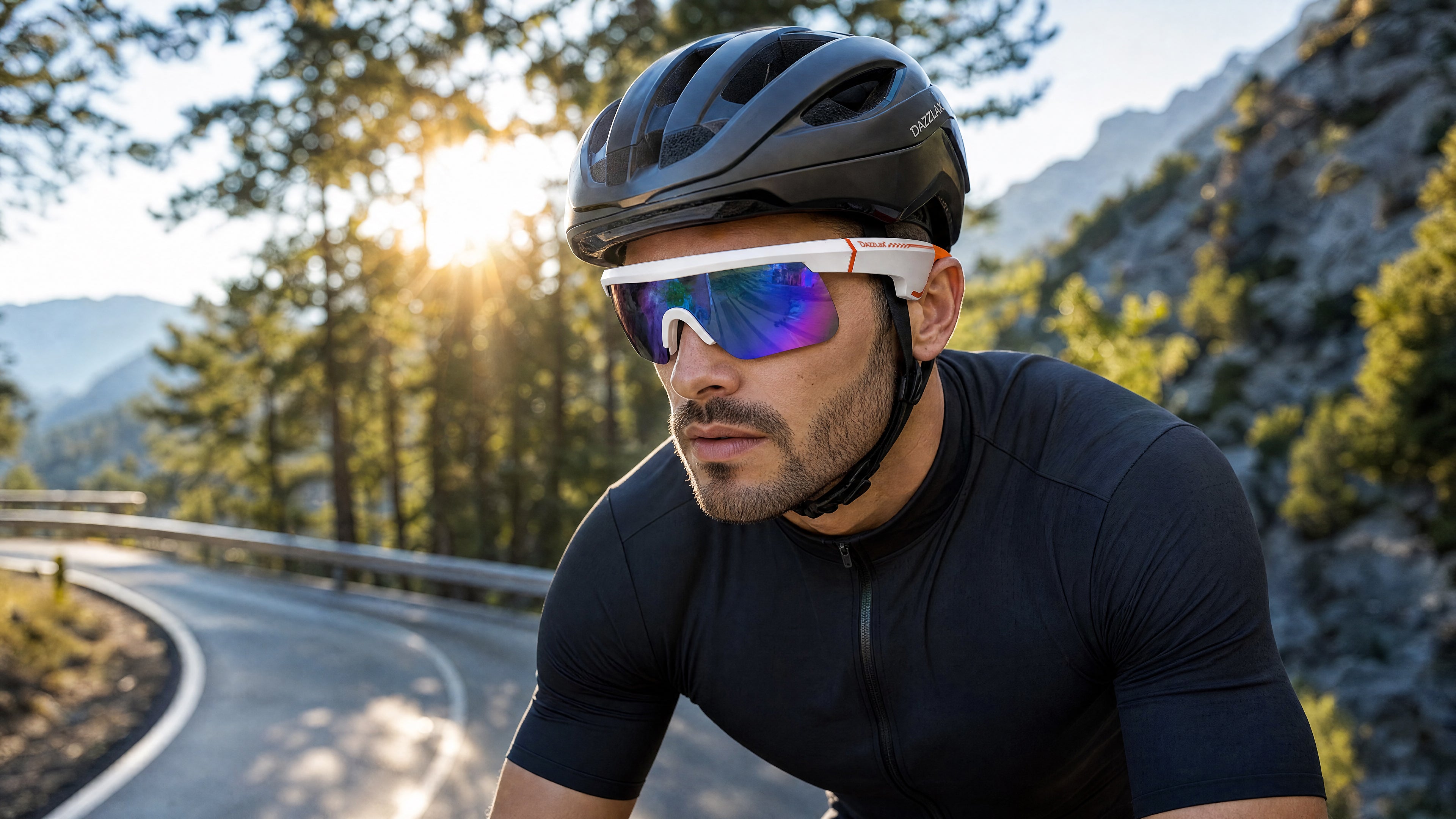 Cycling sunglasses with speakers and open-ear audio for road rides