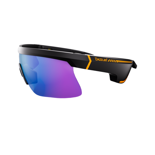 Side view of Dazzlax E20 sports smart glasses with built-in open-ear speakers